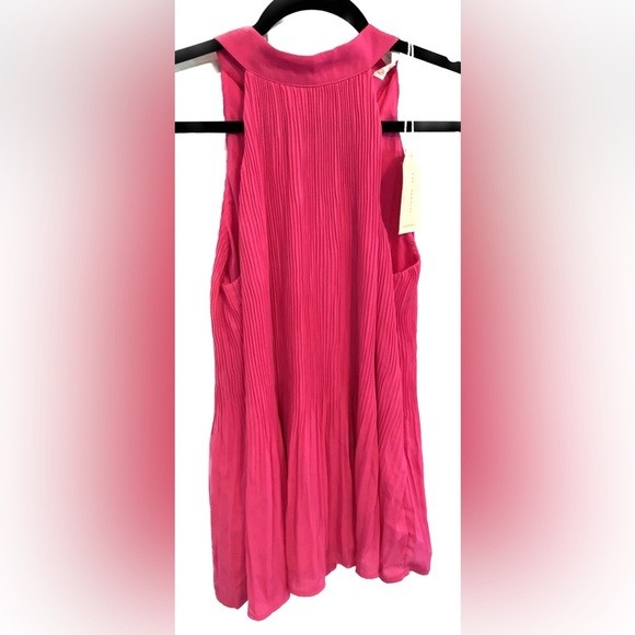NWT FSL APPAREL Pink Pleated Halter Top with Tie on Back, Size S - Picture 4 of 8
